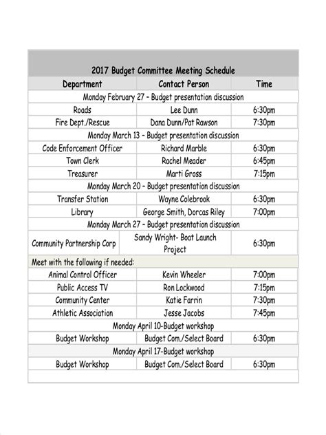 Meeting Schedule .